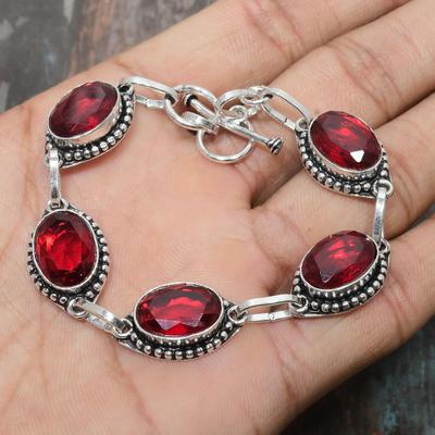 Mozambique Granaat Edelsteen Handgemaakte 925 Sterling Zilveren Armband Voor Huwelijkscadeau