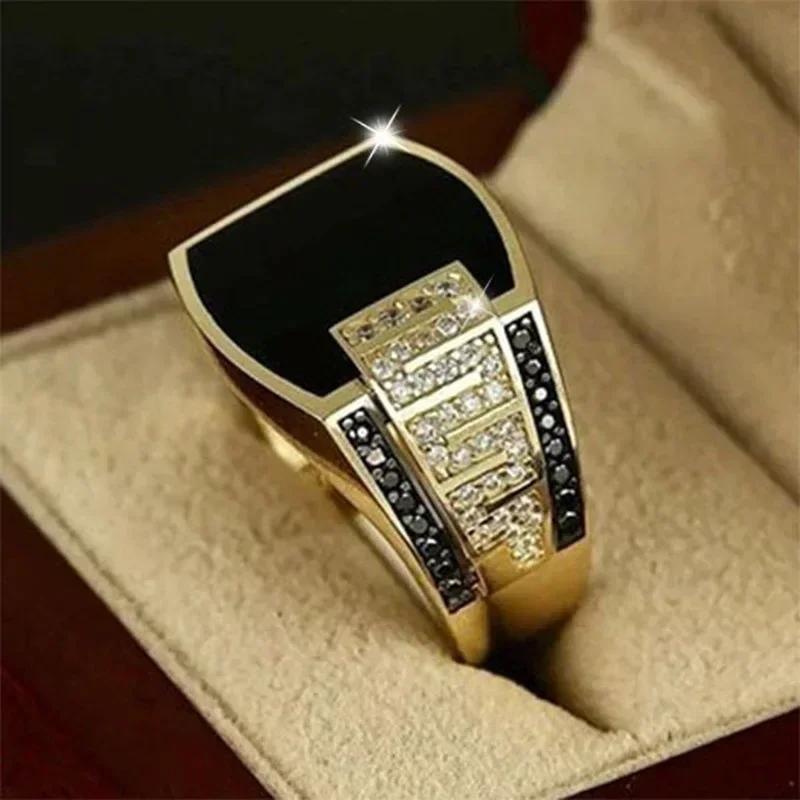 Metal Glossy Rings for Men Geometric Width Signet Square Finger Punk Style Fashion Ring Jewelry Accessories