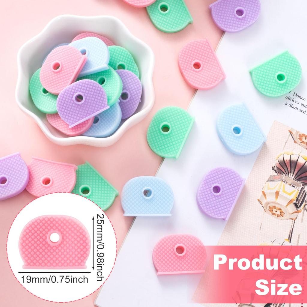 2/5 st färgade nyckelhattar PVC mjuka nyckelskydd elastiska nyckelidentifieringsskydd organizer ihålig ljuddämpare nyckeltopptillbehör