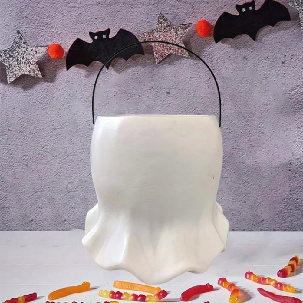 Ghost-shaped Bowl Spooky Ghost Planter Pot for Halloween Decor Resin Flower Vase Candy Bowl Indoor Outdoor Garden for Holiday