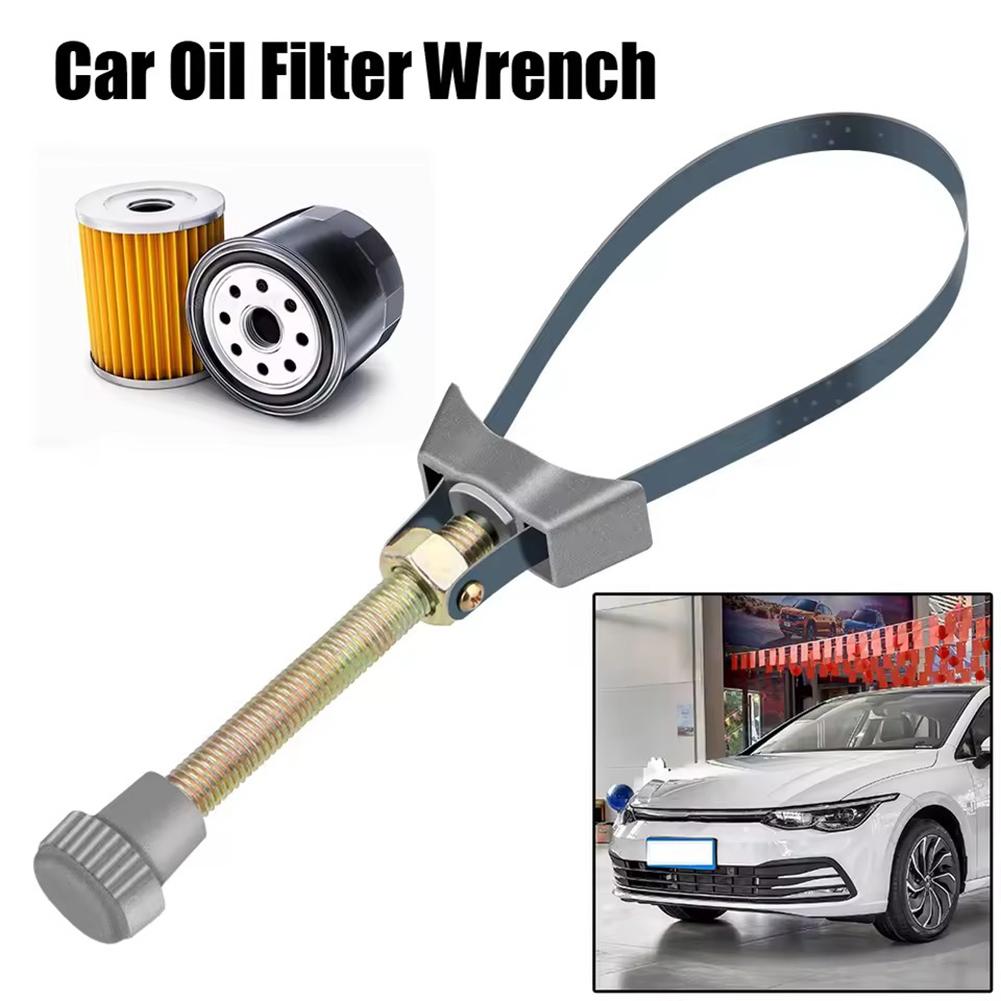Oil Filter Wrench Heavy Duty Adjustable Steel Strap 60mm-120mm Diameter Universal Car Auto Motorcycle Oil Filter Removal Tool