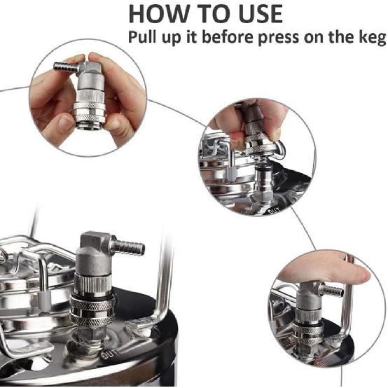 Keg Ball Lock Connector, Stainless Steel Ball Lock Keg Disconnect Quick Ball Lock Quick Connector Dispenser Beer Brewing Kegs Kegging Home Brew Corny