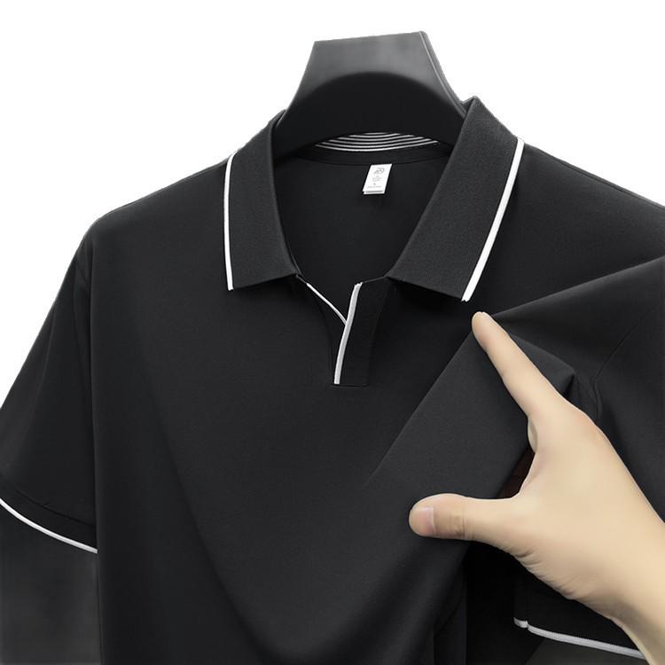 Seagull Collar Men's Casual Solid Color Short Sleeve Polo Shirt
