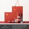 Palace Red Auspicious Crane Ceramic Tea Set