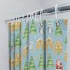 Christmas Shower Curtain With Festive Print Waterproof Fabric, Santa Claus Snowman Design For Bathroom Decorations In Multicolor