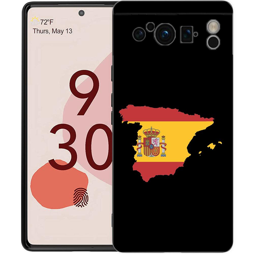 

Luxury Phone Case For Google Pixel 10 9 8 9A 8A 7 7A 6 Pro XL 6A 5G Black Soft Back TPU Cover Spain flag Pixel 6A
