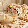 Wedding Table Flower Urn Vase, Metal Pedestal Design Compote Bowl Vase for Freshing Flowers, Artificial Flower, Dried Arrangements, Decorative Branch