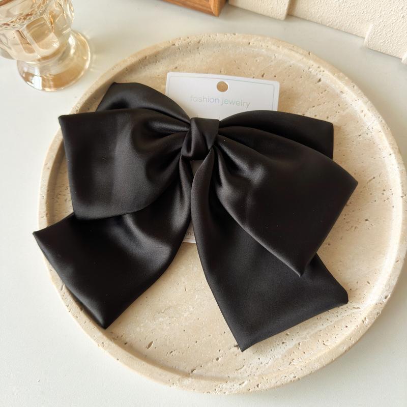 Simple Bow Hairpin with Three Layers of Soft Satin Surface, Retro Elastic Hairpin for The Back of The Head.