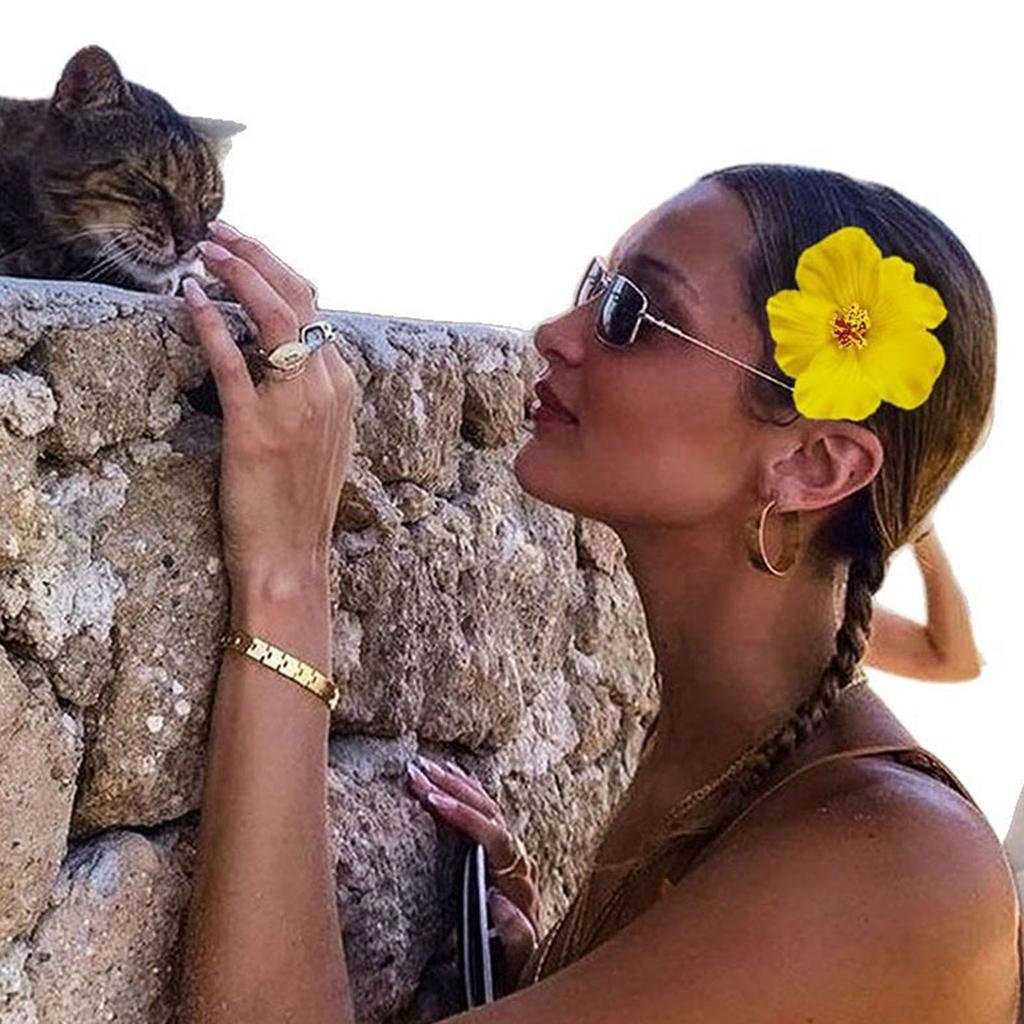 10pcs Silk Hawaiian Double Flower Hair Clip Tropical Floral Barrettes Elegant Hairpin Beach Accessories For Women Girls