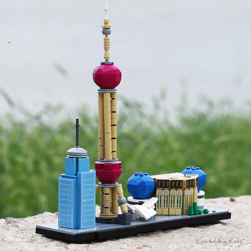 98731 Charming Shanghai Bund Lighting Street Scene Creative Building Block Toys
