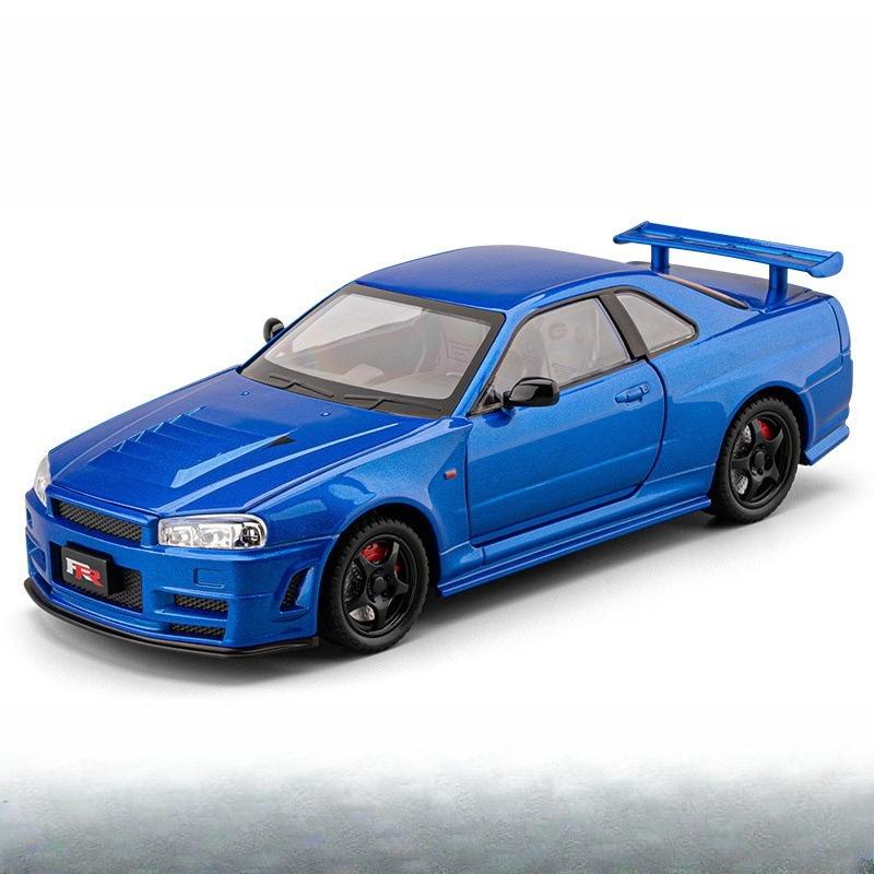 ABAM1 Chezhi 1:24 Sang GTR-r34 Simulation Alloy Sports Car Model Sound and Light Return Children's Toys Wholesale