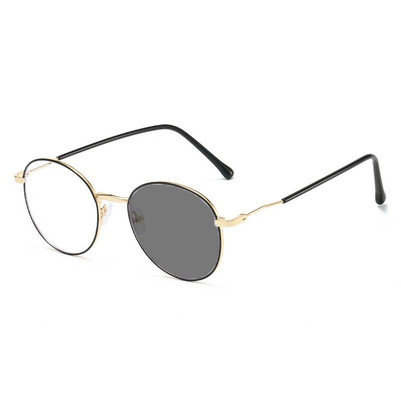 New Vintage Metal Frame Photochromic Myopia Glasses Women Men Luxury Anti Blue Light Color Changing Near Sight Eyeglasses To-6.0