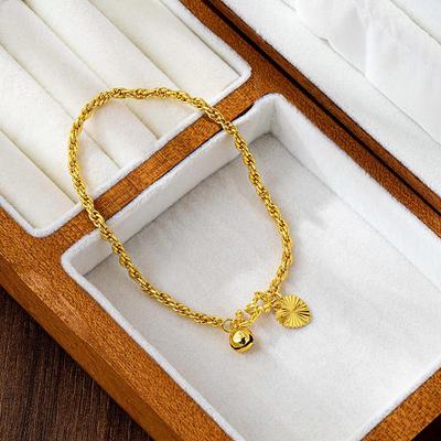 Vietnam Vergoldetes Armband und Hochwertiges Gedrehtes Fußkettchen-Set für Damen - Schlichter, Langlebiger, Lang Anhaltender Farberhalt Schmuck