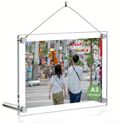 CraftoNova Suporte de Foto em Acrílico Transparente para Parede Paisagem Retrato Cartaz Suporte de Imagem 297 x Moldura, e Suporte, e Compatível, Exibição em 2 Lados, Moldura, (A3
