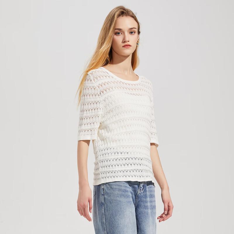 Shetu Women's Hollow Out Short Sleeve Knit Top