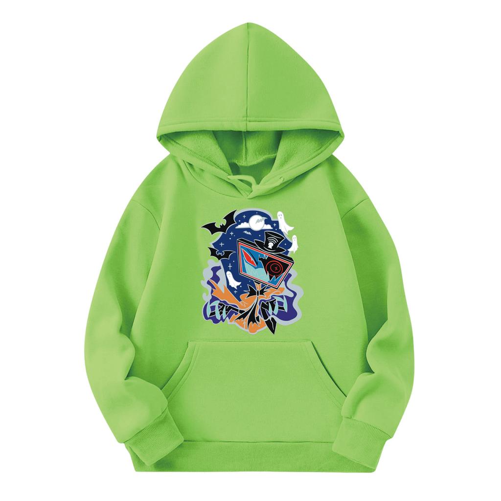 Child Fashion Lightweight Long Sleeve Pullover With Pockets  Print Hoodie