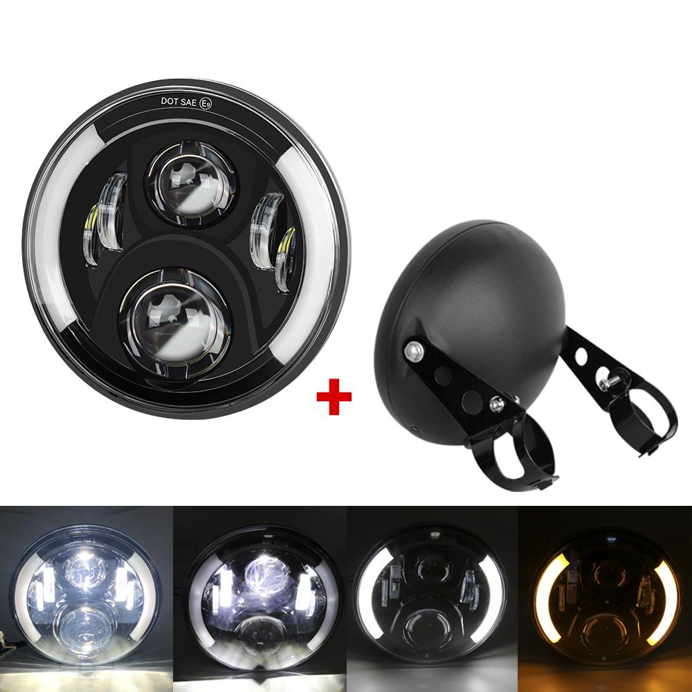 7.5 inch Universal Cafe Racer Round Motorcycle LED Head lamp Headlamp Distance Light Refit 7.5'' Motorcycle Headlight Cafe Racer