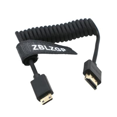ZBLZGP 8K HDMI Type HDMI Braided Compatible with Canon and Blackmagic Pocket Cinema Cameras HDMI To Black Cable, A, 2.1, Coiled, Right/Left Angle,