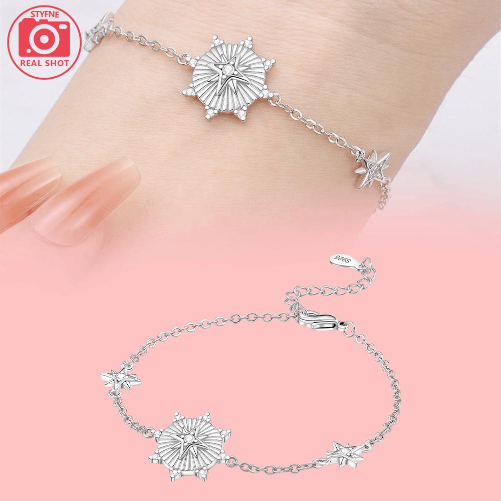 Original Copper Star Moon Bracelet Blue Zircon Galaxy Butterfly Bracelet Free Size Jewelry Anniversary Accessory Fine Gift