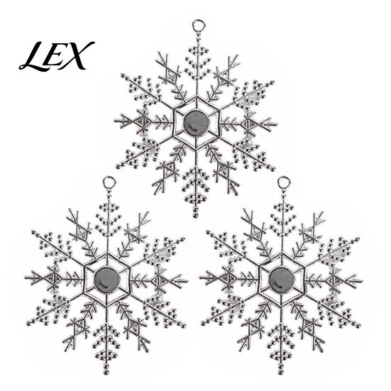 Decorative Ornaments for Christmas Season 3Pcs Tree Snowflakes Ornaments, 10cm Glitter Hanging Plastic Snowflake Reusable Holiday Party Window Display