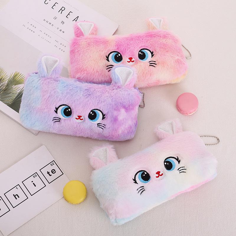 Adorable Kitten Plush Pencil Bag with Large Capacity – Girlish Heart Pencil Case