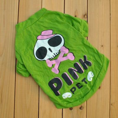 Haustierkleidung Welpenkleidung Frühling und Sommer T-Shirt Grüner Totenkopf Stil