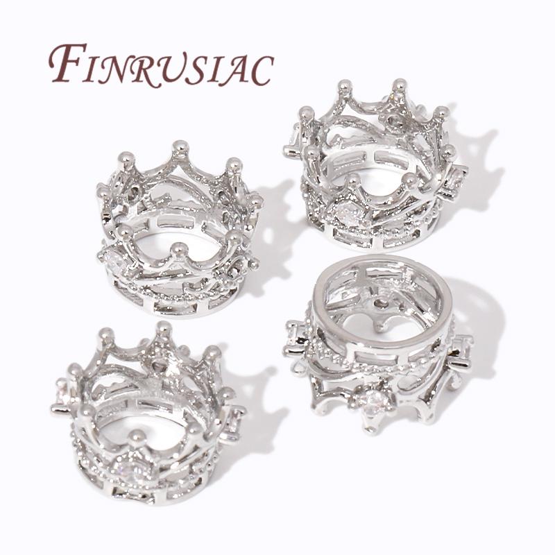 Fashion Crown Beads 18K Gold Plated Big Hole Beads For Bracelets,Separators For Beads,DIY Jewlery Making Supplies Accessories