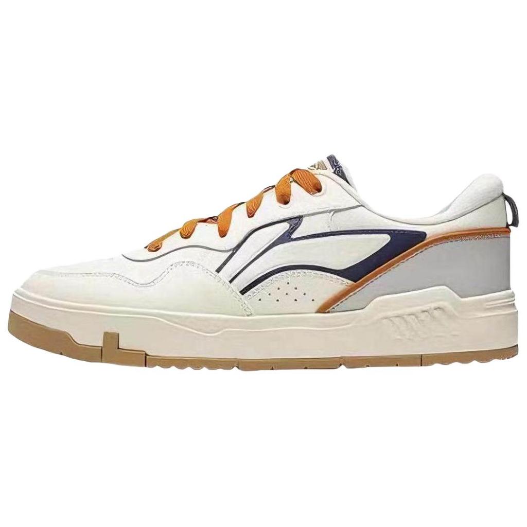 Li Ning Common 80s Abrasion Resistant Cushioning Low top Skateboard Shoes Men's White Gray AGCW013-2