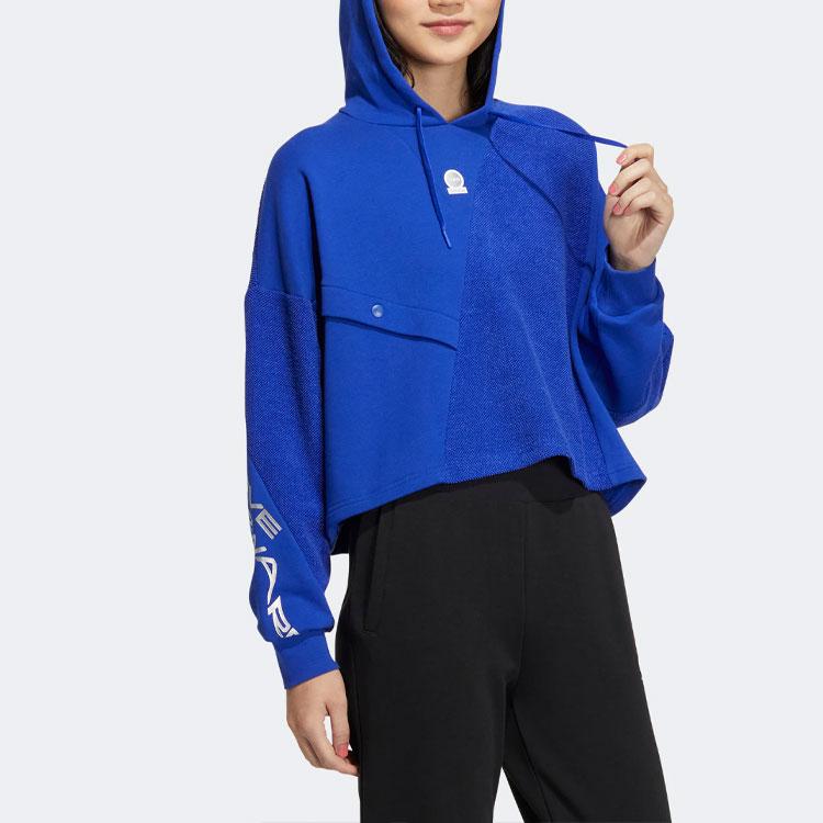 Adidas Neo Alphabet Logo Print Hoodie Women Tops Blue IA6755