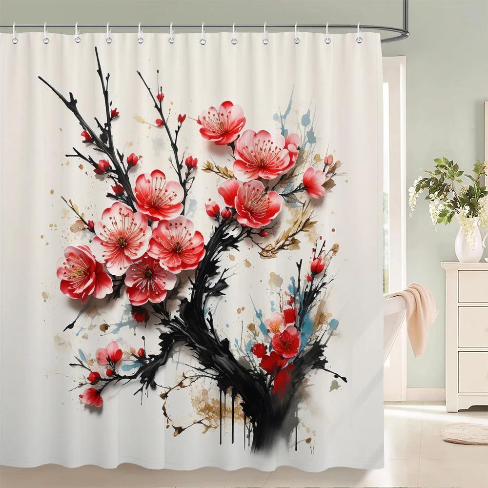 

Домашние шторки для душа для ванной водонепроницаемая ткань Современный скандинавский стиль Розовые цветы шторки для ванной шторка для душа W90xH180cm
