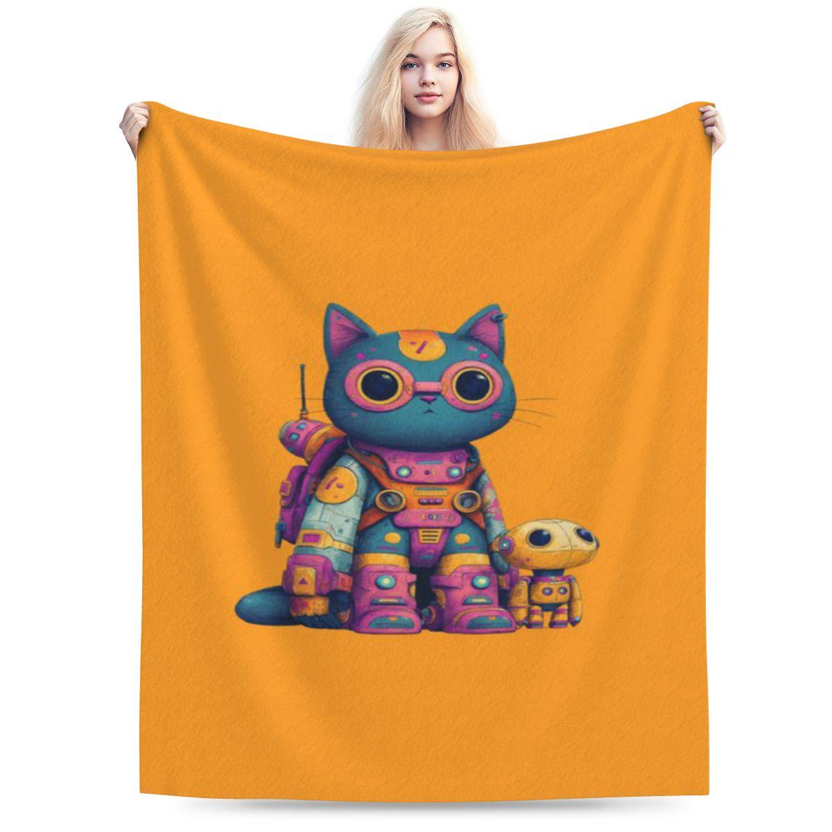 

Starlight Explorer Cute Cat In Robot Suit Personalized Warm Gift An UltraSoft Micro Fleece Blanket 75x100cm 30x40in
