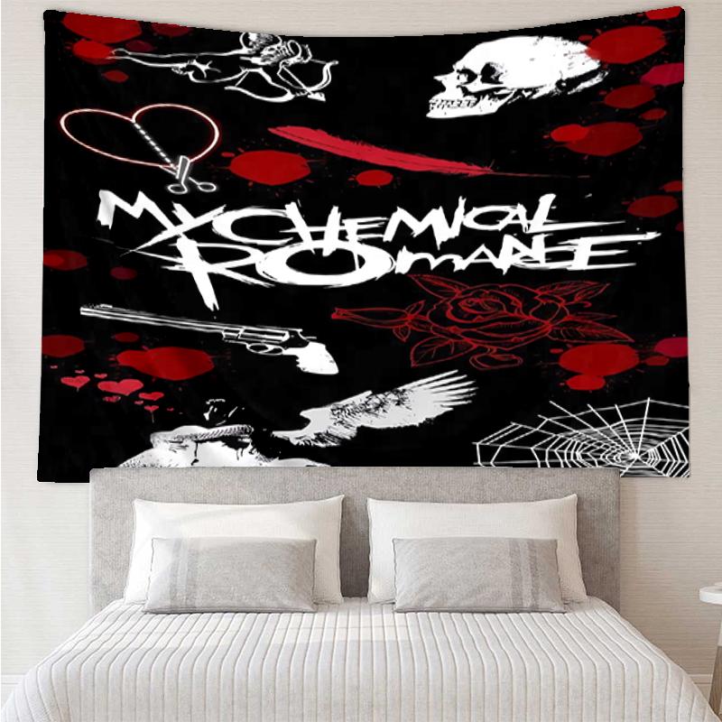 My-Chemical-Romance Print Tapestry, Backdrop, Easy Setup, Ideal for Bedroom, Office & Living Room, with Aesthetic Wall Hanging Decor.