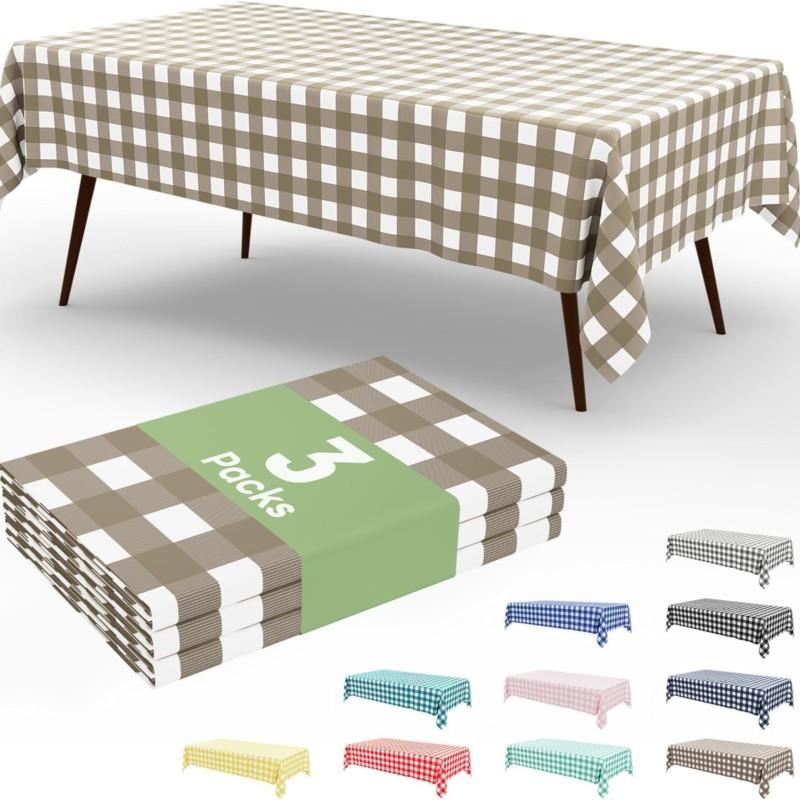 Homaxy Disposable Table Cloth 54x108 In Waterproof Plastic Tablecloth Rectangle Checkered Table Covers for Picnic Birthday Party