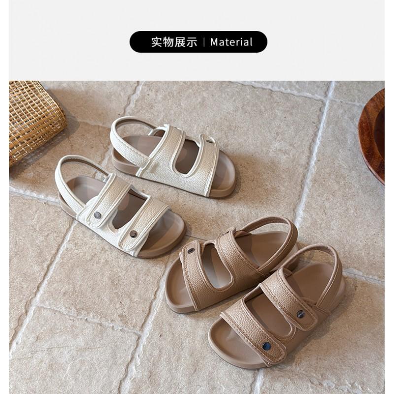Kids Buckle Sandals Girls Boys Open-Toe Casual Beach Shoes Soft Sole Round Toe Adjustable Strap