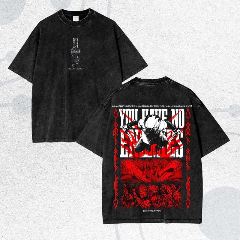 

Vintage Norse Warrior Graphic Tee You Have No Enemies Shirt Summer Men s and Women s washed T-shirt S