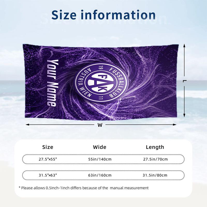 Beach Towel Austria Wien FC Print Custom Name Text Soft Towel for Swimming Pool