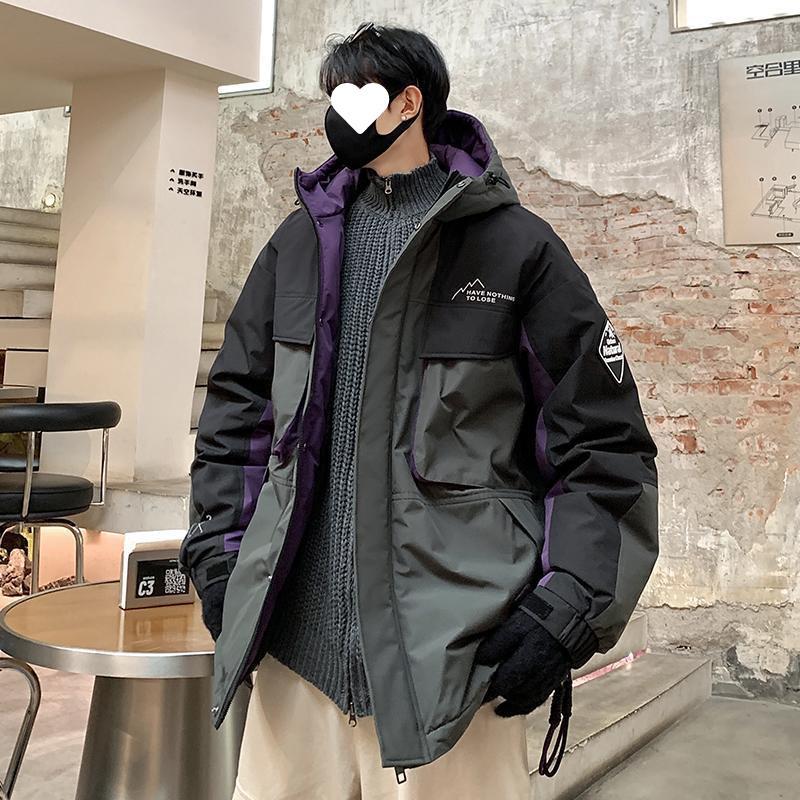 Winter Down Jacket Men's Large Size Hooded Jacket Plus Fat Plus Size Loose Workwear 90 Down Jacket