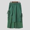 INCERUN Men Solid Color Casual Pants Joggers Elastic Waist Loose Irregular Skirt Trousers Men Streetwear Harajuku Cropped Wide Leg Pants