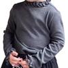 Girls Long Sleeve T-Shirt Soft Cotton Blend Top With Ruffled Collar Sweet Princess Style