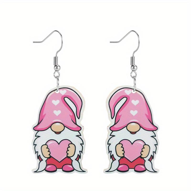 Love Heat Dwarf Acrylic Drop Earrings for Women Girls Y2K Stud Earrings Valentine's Day Jewelry Christams Gifts