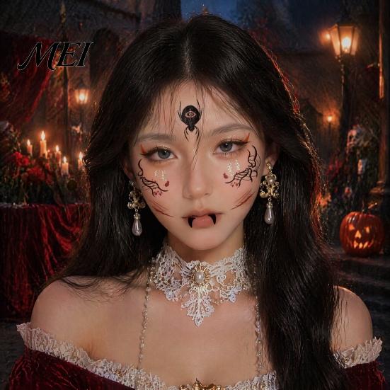 Temporary Face Tattoos for Party Halloween Tattoo Stickers, Waterproof Scary Makeup Decals Party, Funny Wound Scar Body Art Kids Adults Easy