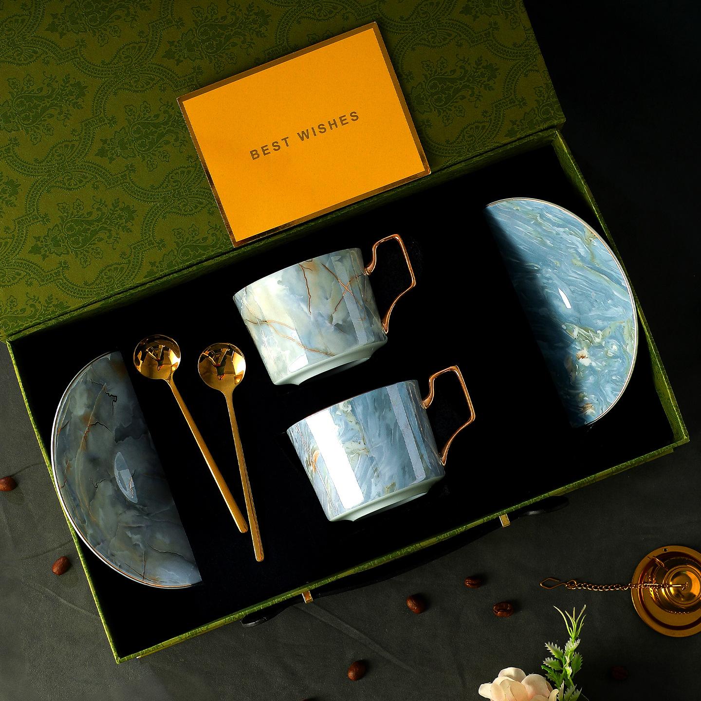 

Coffee Cup Set High-End Exquisite And High-Value Light Luxury High-End Bone China Gift Box Birthday Housewarming Gift. 180ml