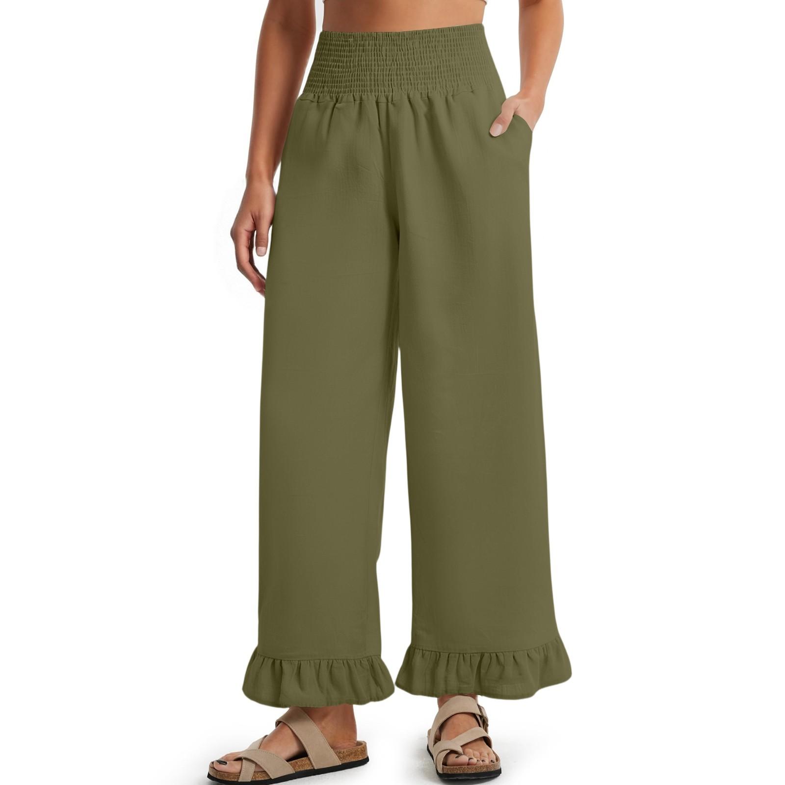 

Женские брюки-палаццо, летние повседневные струящиеся брюки с широкими штанинами, наряды для пляжа, путешествий, отпуска XXXL