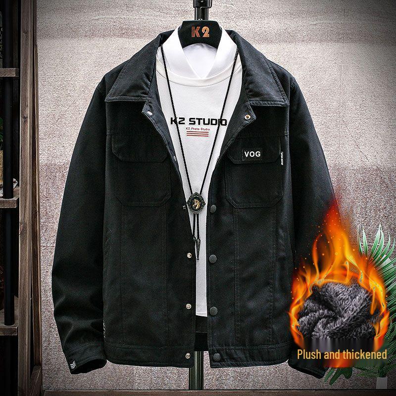 Men's Trendy Suede Denim Jacket - Autumn/Winter 2026 Korean Style