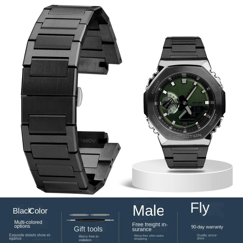 Para Casio GA-2100 GM2100 correa de reloj G-SHOCK roble de granja acero refinado modificado cadena de reloj acero correa de hombre pulsera Pulsera