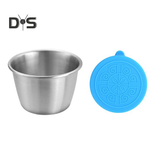 

1/6 шт., стакан для макания, нержавеющая сталь, соусница с герметичной крышкой, 70 мл, многоразовый контейнер для приправ для ланч-боксов, пикников 70ml