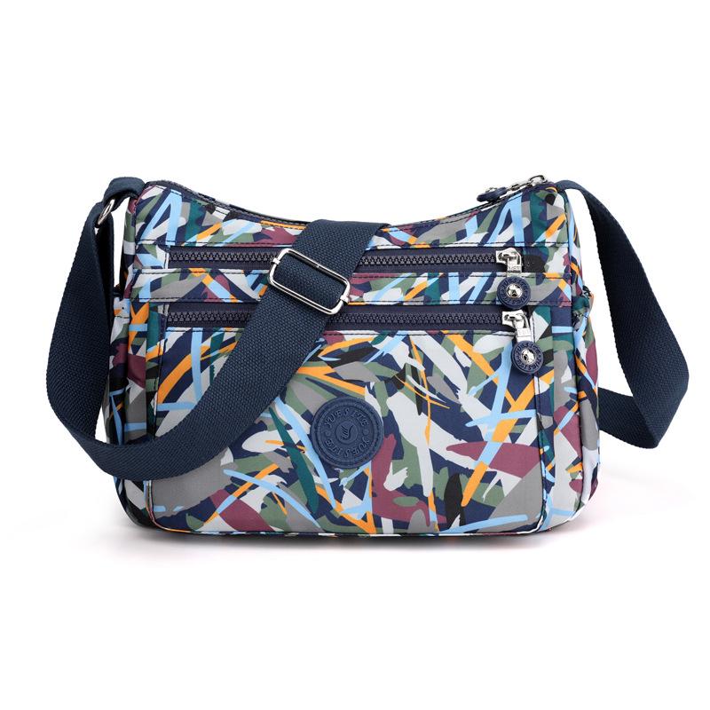Urban Minimalist Women's Nylon Shoulder Bag - Casual Printed Small Square Bag for Middle-aged and Elderly