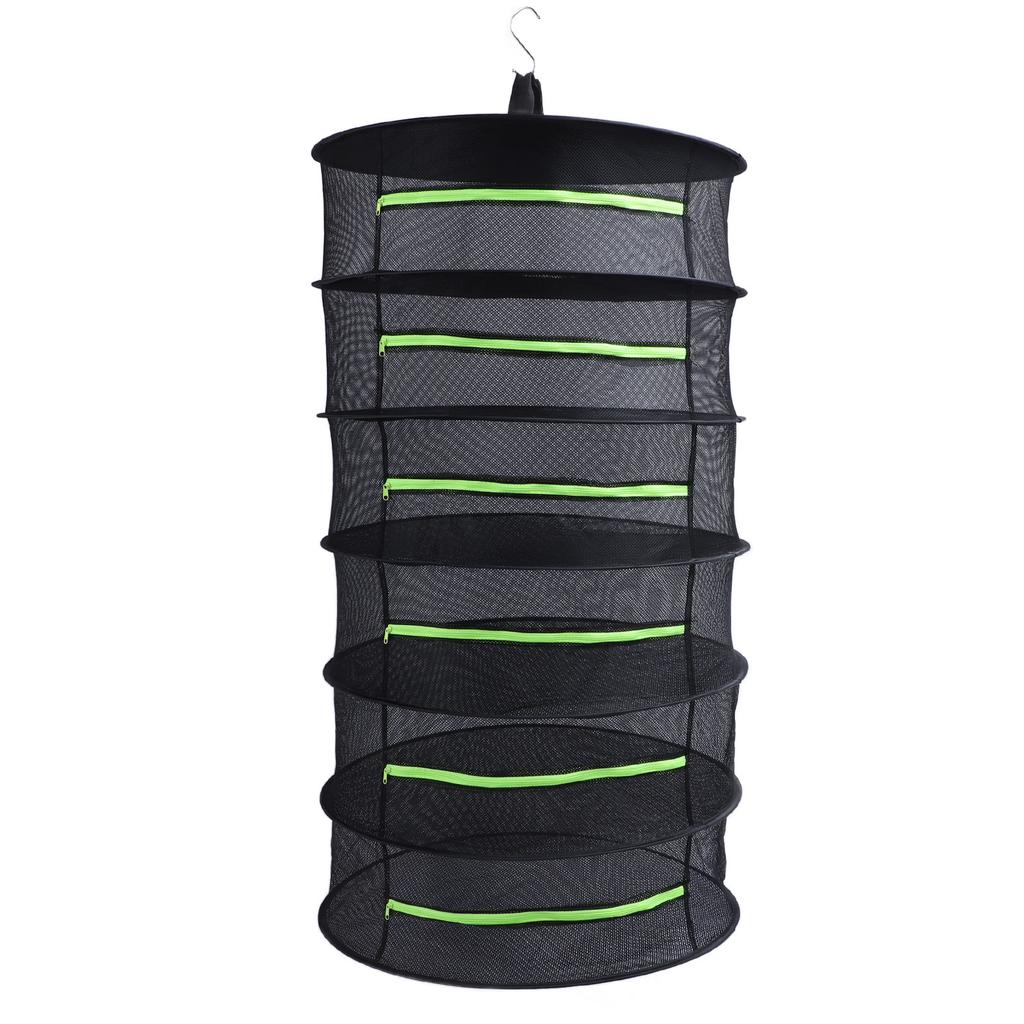 Herb Drying Rack Fluorescent Green Zipper Cover Opening Design Multifunctional Waterproof Hanging Mesh Net