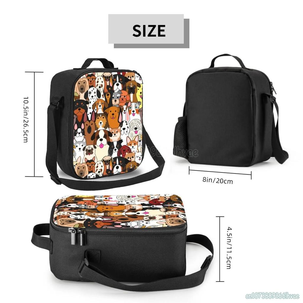 Cartoon Puppy Dog Insulated Lunch Boxes for Work Picnic Waterproof Lunch Tote Lunch Bag with Zipper Adjustable Shoulder Strap
