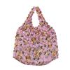 Portable Floral Pattern Bubble Bag Foldable Handheld Tote Bag Expandable Machine Washable Handbag for Travel